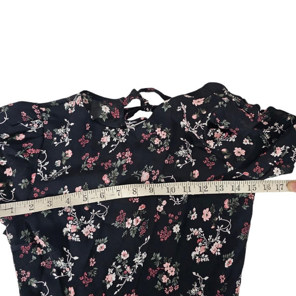 Reformation Jolene Mini Floral Dress Black Size 0 - Picture 7 of 8
